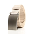 Beige nylon tactical belt for men with metallic automatic buckle on white background - F150 Simple Metal Automatic Buckle (Beige)