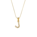 18K gold plated snake chain necklace featuring a zircon encrusted letter J pendant - Letter J