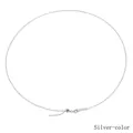 Collar minimalista de cadena fina de acero inoxidable color acero con cuenta ajustable y cierre - Color Acero