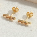 Exquisite golden lightning bolt stud earrings featuring colorful pave-set zircon crystals - Colorful Zircon Stairs