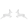 Detailed view of silver stainless steel running deer stud earrings with sleek metallic finish - Deer (Steel Color)