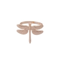 Macro shot of rose gold dragonfly napkin ring with colorful oil drip detailing - Z1029-2 Rose Gold Dragonfly