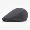 Gorra plana clásica gris oscuro en tejido de sarga con estilo retro minimalista - Gris