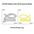 Molde silicona 3D pez doble hueco con adorno artesanal amarillo terminado - Molde de Ornamento 3D Pez Hueco