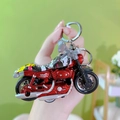 Miniature red motorcycle alloy keychain with pull-back racing function for kids - Motorcycle Keychain - Red