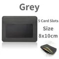 Dark grey pebbled leather card holder with 5 slots and clear ID window, size 8x10cm - 8*10cm / 5 Slots Window Style / Gray