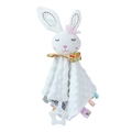 Baby animal rabbit security blanket made of soft white minky fabric with star teether - White Rabbit