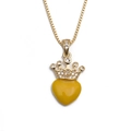 Dettaglio del ciondolo a corona con gemma a cuore giallo e catena veneziana dorata - Cuore Giallo Oro