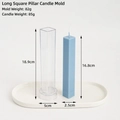 Transparent plastic rectangular bar candle mold with 16.8cm blue pillar candle sample - Long Strip Square