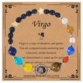 Handmade Virgo constellation bracelet with blue sandstone and colorful natural gemstone beads - Virgo-Elastic Style