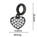 Dimensiones detalladas del colgante de corazón chapado en negro con pavé de gemas blancas - Estilo Corazón Negro (DZ-131)