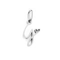 Silver stainless steel cursive letter G pendant with heart detail for DIY jewelry - Letter G / Steel