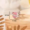 Pink heart planet stud earring in silver titanium steel with crystal star detail - Pink (Single Piece)