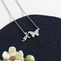 Silver stainless steel K initial pendant necklace with butterfly and heart charms - Silver K