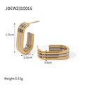 Orecchini a cerchio bicolore in acciaio inossidabile oro e argento con dimensioni - Forma a C a Costine Bicolore (JDEW2310016)