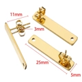 Golden stainless steel long bar stud earrings with measurements of 25mm length and 5mm width - Rectangular Strip / 10 Pieces Pack / Gold