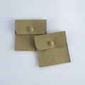 Olive green velvet jewelry pouch with snap button closure for ring and accessory storage - Army Green
