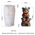 Stampo in silicone per candele a forma di orsi impilabili con dimensioni incluse - Orsi Madre e Figlia con Cuore MC-252