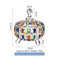 Colorful woven texture glass candy jar with rainbow mosaic design and transparent lid - 685ml / Weave Texture Multicolor Candy Jar