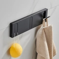Minimalist matte black aluminum folding wall rack with three hooks for bathroom use - 3 Hooks / Black
