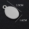 Silver oval metal keychain charm with 2.5CM length and 1.6CM width dimension details - Oval Engraving Tag