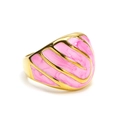 Anillo de acero inoxidable chapado en oro 18k con esmalte rosa marmoleado estilo francés - US 6 / Oro Esmalte Rosa