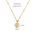 Collana in titanio dorato con ciondolo di perla barocca e stella su catena 40+5cm - Perla Rosa Con Ciondolo a Stella (Stile B)