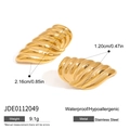 Waterproof gold threaded spiral stud earrings in stainless steel for a luxury style - JDE0112049 Spiral Texture