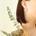 French vintage style silver star stud earrings in geometric 18k plated titanium steel - Silver