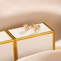 Elegant gold daisy stud earrings with white petals and screw back closure - Gold Daisy (Single)