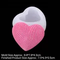 3D-Herz-Silikonform für Mousse-Kuchen mit gewebter Textur und rosa Herzprodukt - 2# (8.8*7.8*4.3cm) / Transparent