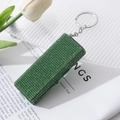 Organizador de pastillas con diamantes de imitación verdes y llavero estilo lujoso - Verde