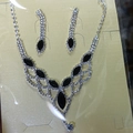 Set gioielli da sposa in argento con strass marquise neri e collana su carta - Set Gioielli Strass Occhio Nero / Stile Occhio Nero (DTN14027054BK)