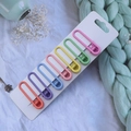 Set of 6 colorful matte finish geometric hollow hair clips on white card holder - Macaron Color Long Oval Hair Clips 6Pcs Set (5#)