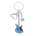 Ciondolo per chitarra elettrica blu e nero con chiusura a cuore e stella in argento - Portachiavi Stile Chitarra Blu E Nero (8800)