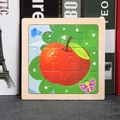 9-piece wooden educational puzzle for toddlers featuring a bright red apple pattern - Apple