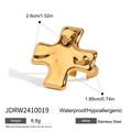 Gouden roestvrijstalen ring met gehamerd kruis, waterbestendig en hypoallergeen sieraad - Onregelmatige Kruis Ring (JDRW2410019) / Goud