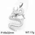 Ciondolo drago in acciaio al titanio argento, dimensioni 49x32mm e peso 17g da uomo - Argento-Solo Pendente(KP130387-MZOZ)