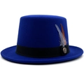 Royal blue wool felt top hat featuring a black ribbon and feather with an anchor badge - M (56-58cm) / 05 Royal Blue