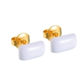 Minimalist gold stainless steel stud earrings featuring elegant light purple squares - E929-Lavender Rectangle