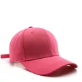 Adjustable rose red cotton baseball cap with curved brim and breathable eyelets - Rose Red