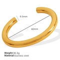 Bracelet manchette large en C doré poli en acier inoxydable, diamètre intérieur 60 mm - Diamètre intérieur 60mm / Or Largeur 9.5mm