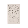 Star and moon face silicone fondant mold in light grey for cake baking and resin crafts - Gray