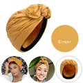 Gelber Turban für Damen aus elastischem Strickstoff mit innerem rutschfestem Band - Ingwergelb