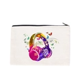 Canvas zipper pouch with colorful headphones print for cosmetics and stationery - Headphone