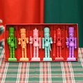 Set of 6 colorful 13cm wooden nutcracker ornaments in a red gift box for Christmas decor - M13610 Colorful Set of 6