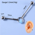 Blue opal industrial barbell piercing made of stainless steel 1.2mm 16g thickness - OP26 Light Blue Opal And Bars