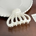 Elegant pearl white acetate hair claw clip with marble texture for updo styling - White Pumpkin Claw