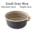 Small grey-blue double-layer kitchen strainer basket with dual draining and washing bowls - Small / Grey Blue