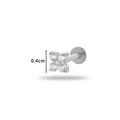 Zilveren G23 titanium labret sieraad met een 0,4 cm zirkonia klavertje vier ontwerp - 2# Klaverstijl / Zilver